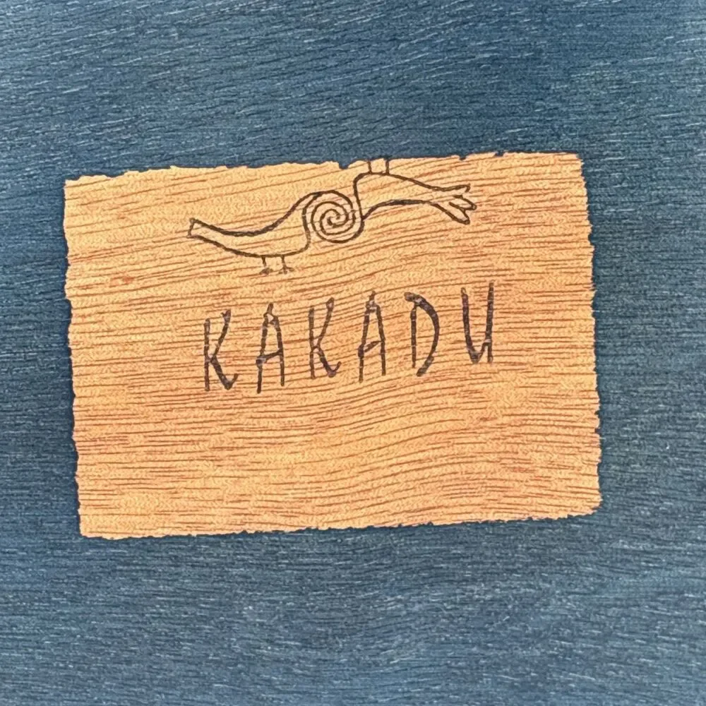 Reut Shahar Kakadu Wood Rustic Painted  TRAY Folk Art 10.25 X 10.25 X 1.75”